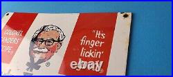 Vintage KFC Sign Kentucky Fried Chicken Fast Food Porcelain Gas Pump Sign