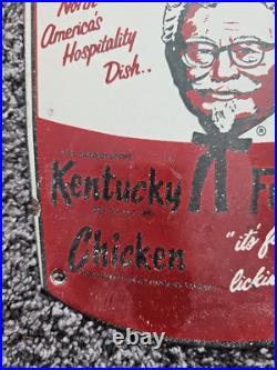 Vintage KFC Sign Kentucky Fried Chicken Fast Food Porcelain Sign 10 X 8 GAS