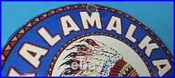 Vintage Kalamalka Indian Gasoline Porcelain Chief Gas Service Pump Plate Sign