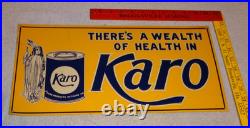 Vintage Karo Corn Products Indian Maiden 17.5 Embossed Metal Gasoline Oil Sign