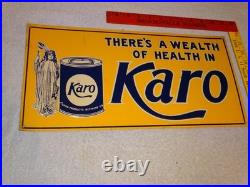 Vintage Karo Corn Products Indian Maiden 17.5 Embossed Metal Gasoline Oil Sign