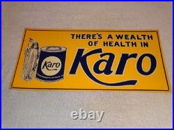 Vintage Karo Corn Products Indian Maiden 17.5 Embossed Metal Gasoline Oil Sign