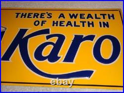 Vintage Karo Corn Products Indian Maiden 17.5 Embossed Metal Gasoline Oil Sign