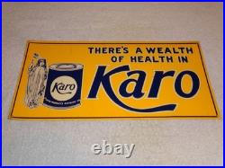 Vintage Karo Corn Products Indian Maiden 17.5 Embossed Metal Gasoline Oil Sign