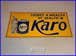 Vintage Karo Corn Products Indian Maiden 17.5 Embossed Metal Gasoline Oil Sign