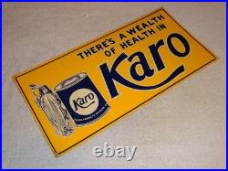 Vintage Karo Corn Products Indian Maiden 17.5 Embossed Metal Gasoline Oil Sign