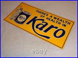 Vintage Karo Corn Products Indian Maiden 17.5 Embossed Metal Gasoline Oil Sign