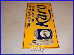 Vintage Karo Corn Products Indian Maiden 17.5 Embossed Metal Gasoline Oil Sign
