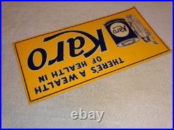 Vintage Karo Corn Products Indian Maiden 17.5 Embossed Metal Gasoline Oil Sign
