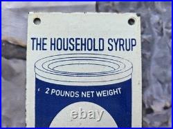 Vintage Karo Household Syrup Cornproducts Refining Co. Wood Door Porcelain Sign
