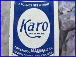 Vintage Karo Household Syrup Cornproducts Refining Co. Wood Door Porcelain Sign