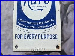 Vintage Karo Household Syrup Cornproducts Refining Co. Wood Door Porcelain Sign