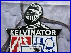Vintage Kelvinator Knight Refrigerator Porcelain Sign 10x6