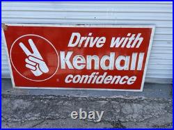 Vintage Kendall Motor Oil Gasoline Metal Gas Horizontal Sign 71x35 Wood Frame