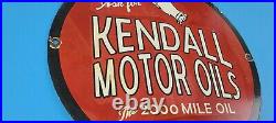 Vintage Kendall Motor Oils Porcelain Gasoline Service Station Pump Plate Sign