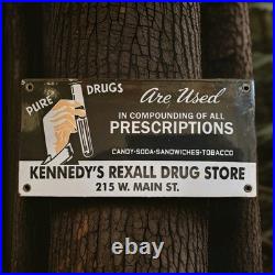 Vintage Kennedy's Rexall Drugs Porcelain Sign Drugs Walgreens Pharmacy Gas Oil