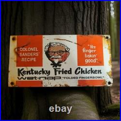 Vintage Kentucky Fried Chicken Porcelain Sign Texas Zaxby's Colonel Sanders USA