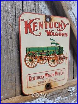 Vintage Kentucky Wagons Porcelain Sign Horse Louisville Carriage Manufacturing