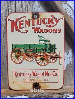 Vintage Kentucky Wagons Porcelain Sign Horse Louisville Carriage Manufacturing