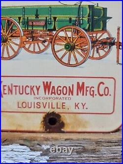 Vintage Kentucky Wagons Porcelain Sign Horse Louisville Carriage Manufacturing