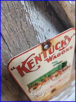 Vintage Kentucky Wagons Porcelain Sign Horse Louisville Carriage Manufacturing