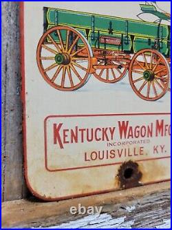 Vintage Kentucky Wagons Porcelain Sign Horse Louisville Carriage Manufacturing