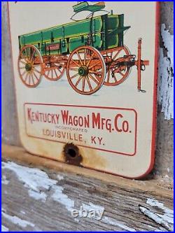 Vintage Kentucky Wagons Porcelain Sign Horse Louisville Carriage Manufacturing