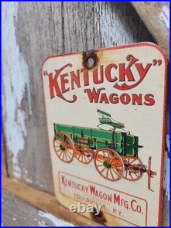 Vintage Kentucky Wagons Porcelain Sign Horse Louisville Carriage Manufacturing