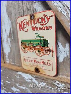 Vintage Kentucky Wagons Porcelain Sign Horse Louisville Carriage Manufacturing