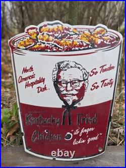 Vintage Kfc Kentucky Fried Chicken Porcelain Sign Appx 8×10