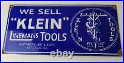 Vintage Klein Tools Porcelain Sign Auto Mechanic Gas Service Garage Shop Sign Vintage Klein Tools Porcelain Sign Auto Mechanic Gas Service Garage Shop Sign
