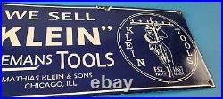 Vintage Klein Tools Porcelain Sign Auto Mechanic Gas Service Garage Shop Sign
