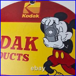 Vintage Kodak Camera Sign Photos Manufacturer Mickey Gas Pump Porcelain Sign