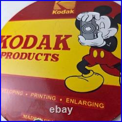 Vintage Kodak Camera Sign Photos Manufacturer Mickey Gas Pump Porcelain Sign