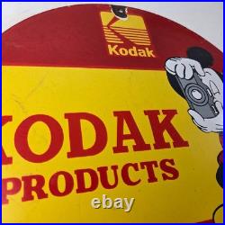 Vintage Kodak Camera Sign Photos Manufacturer Mickey Gas Pump Porcelain Sign