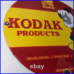 Vintage Kodak Camera Sign Photos Manufacturer Mickey Gas Pump Porcelain Sign