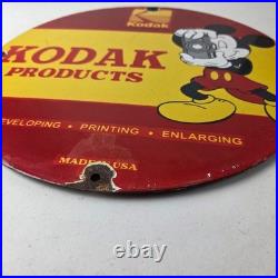 Vintage Kodak Camera Sign Photos Manufacturer Mickey Gas Pump Porcelain Sign