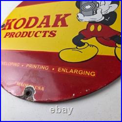 Vintage Kodak Camera Sign Photos Manufacturer Mickey Gas Pump Porcelain Sign