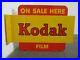 Vintage-Kodak-On-Sale-Here-Film-Double-Sided-Flange-Sign-Made-In-USA-01-qz