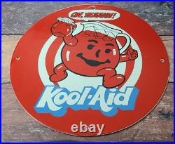 Vintage Kool Aid Porcelain Drink Beverage Gas Service Station Pump Plate Sign