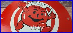 Vintage Kool Aid Porcelain Drink Beverage Gas Service Station Pump Plate Sign