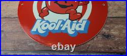 Vintage Kool Aid Porcelain Drink Beverage Gas Service Station Pump Plate Sign