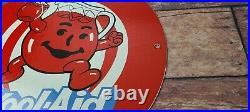 Vintage Kool Aid Porcelain Drink Beverage Gas Service Station Pump Plate Sign