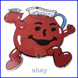Vintage Kool Aid Sign Fruit Beverage Mix Powder Piggly Porcelain Gas Pump Sign