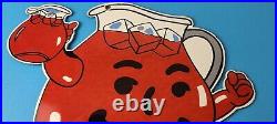 Vintage Kool Aid Sign Fruit Beverage Mix Powder Piggly Porcelain Gas Pump Sign