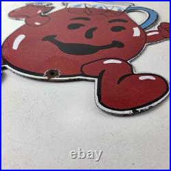 Vintage Kool Aid Sign Fruit Beverage Mix Powder Piggly Porcelain Gas Pump Sign