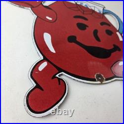 Vintage Kool Aid Sign Fruit Beverage Mix Powder Piggly Porcelain Gas Pump Sign