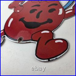 Vintage Kool Aid Sign Fruit Beverage Mix Powder Piggly Porcelain Gas Pump Sign