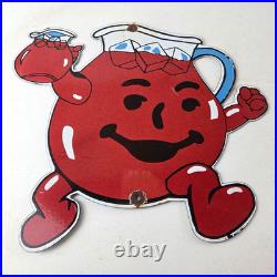 Vintage Kool Aid Sign Fruit Beverage Mix Powder Piggly Porcelain Gas Pump Sign