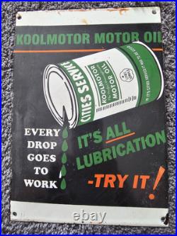 Vintage Koolmotor Lubrication Porcelain Sign Gas Car Truck Oil 12 X 8.5 Vintage Koolmotor Lubrication Porcelain Sign Gas Car Truck Oil 12 X 8.5